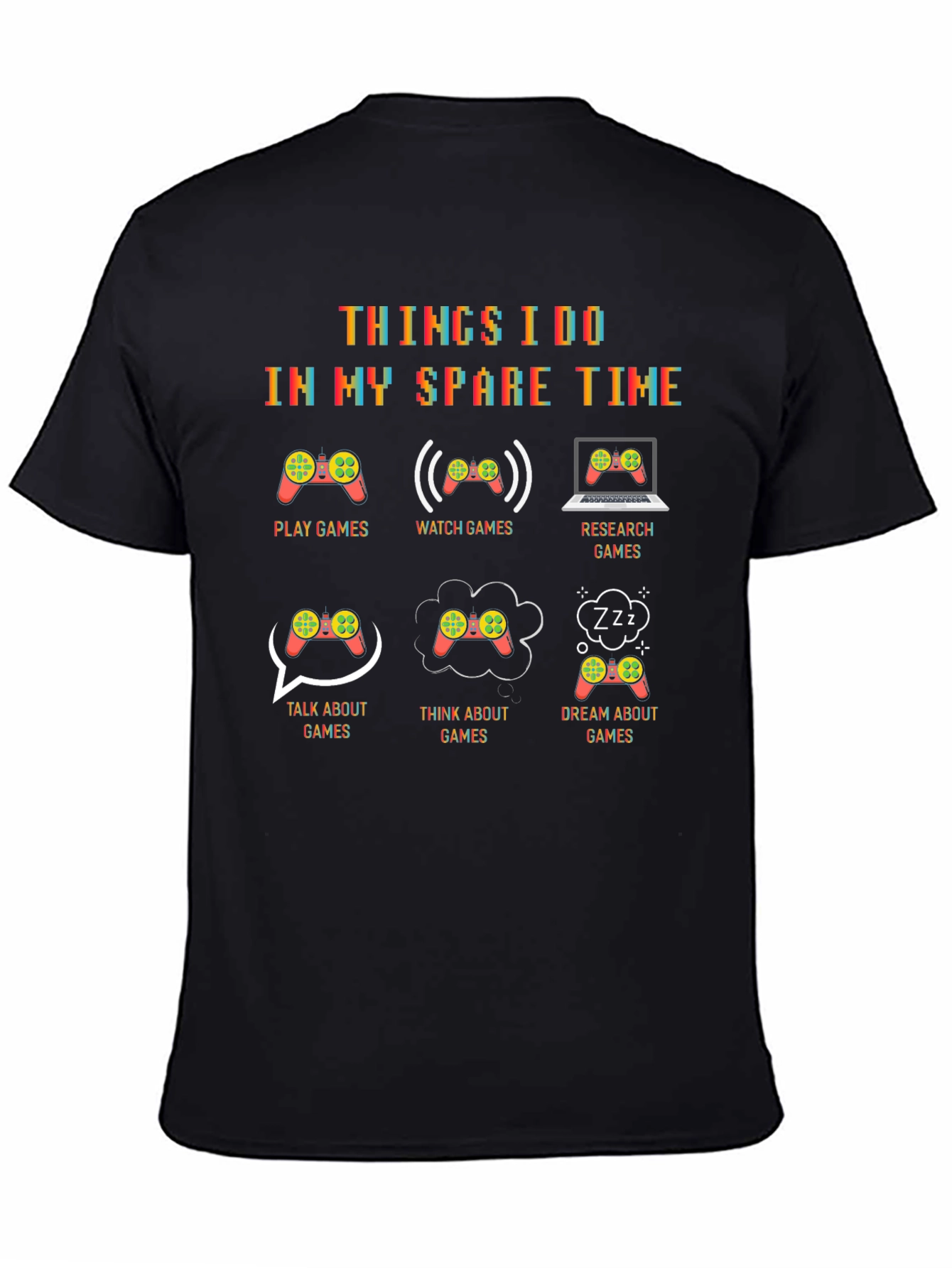 Gamers Spare Time Black T-Shirt