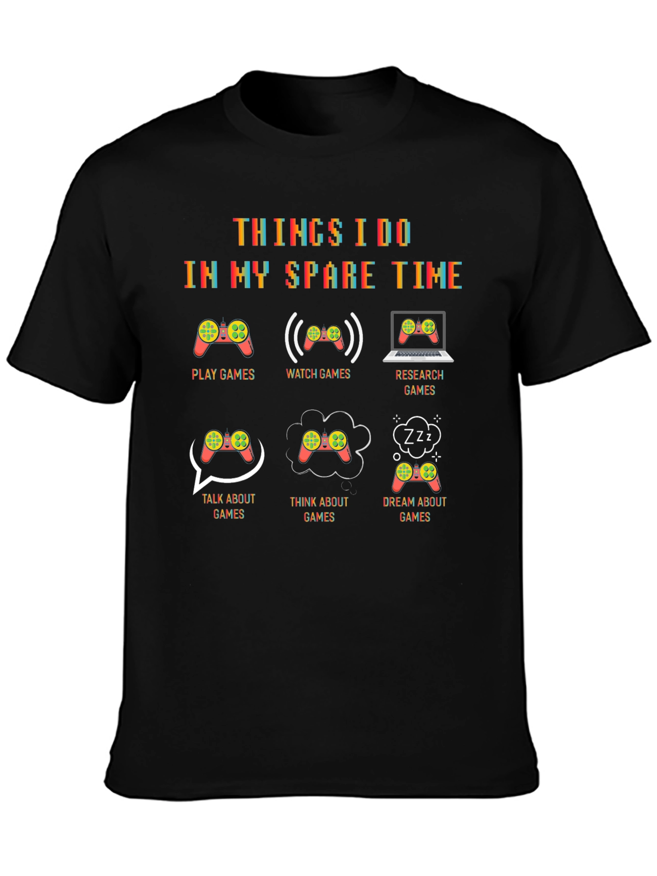 Gamers Spare Time Black T-Shirt