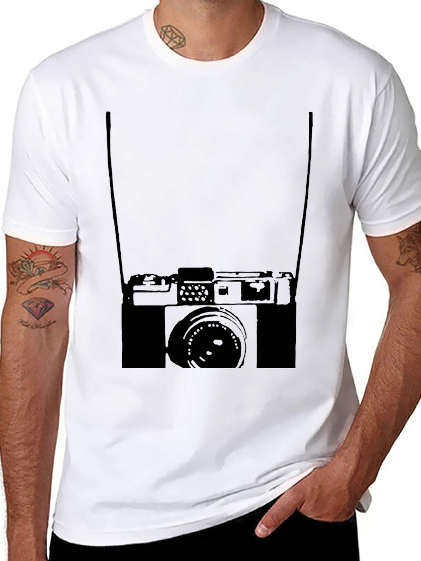 Retro Camera Graphic Black T-Shirt