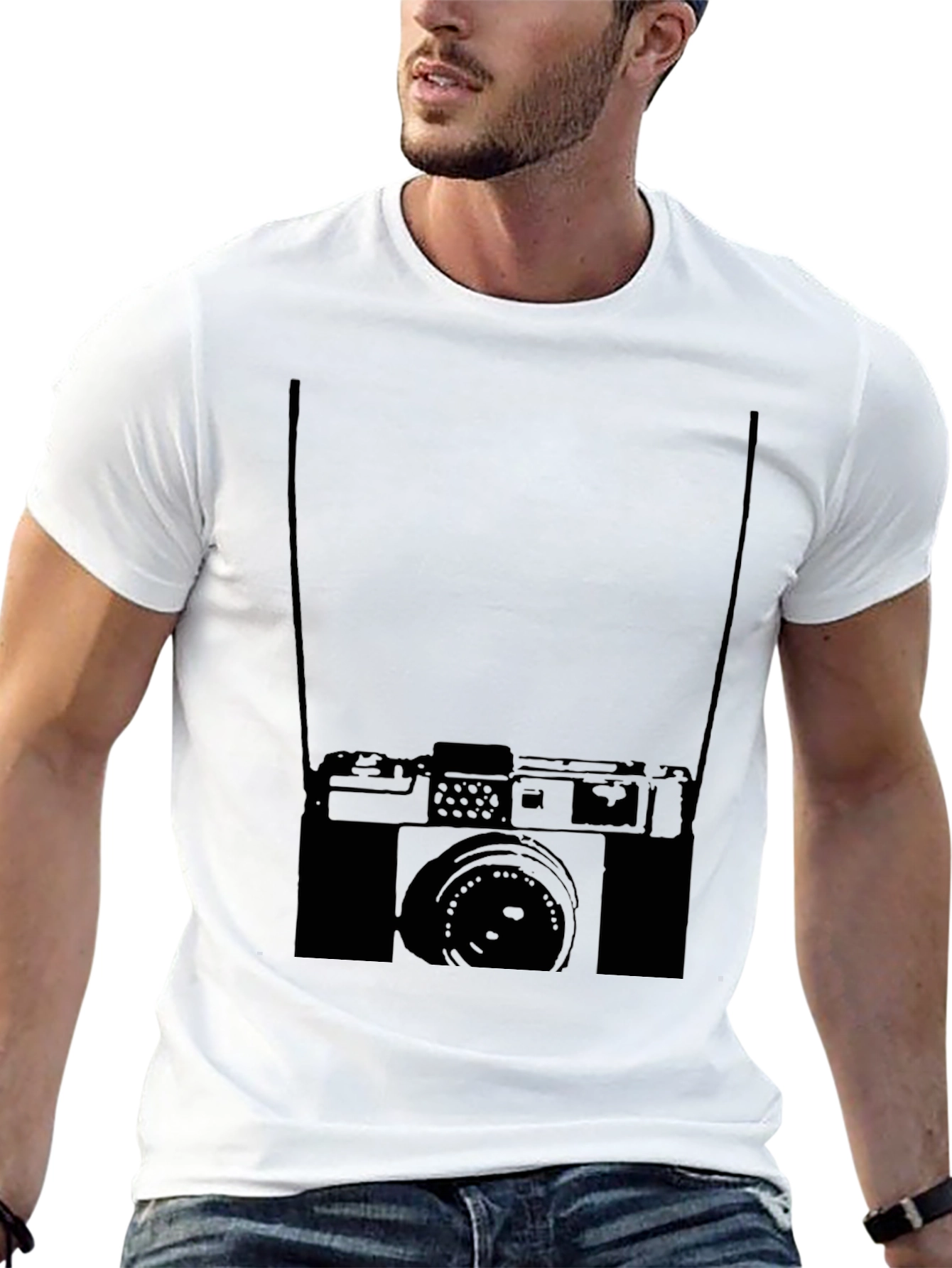Retro Camera Graphic Black T-Shirt