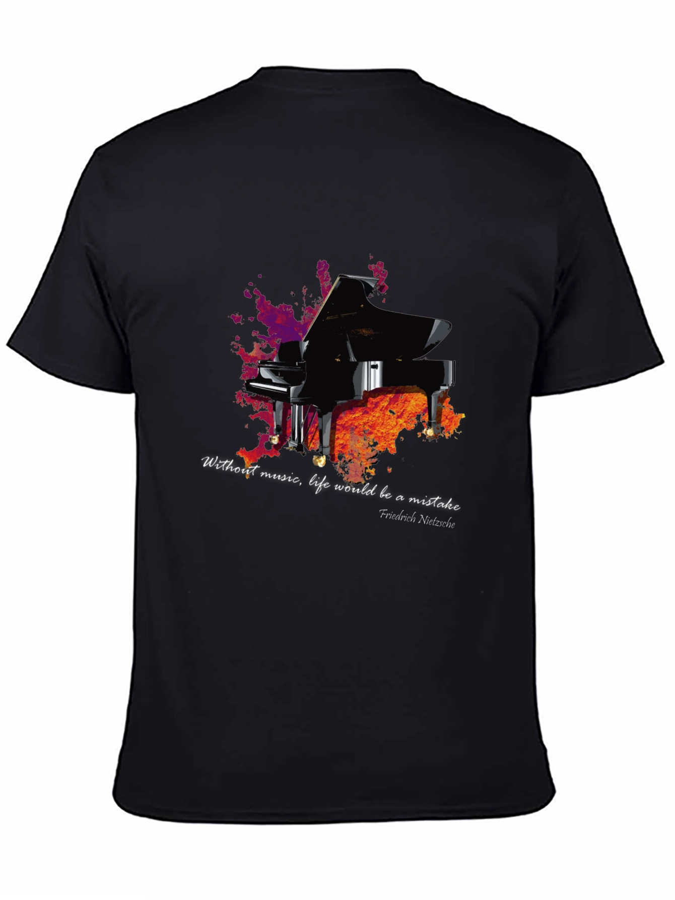 Piano & Nietzsche Quote T-Shirt - Music Lover Tee