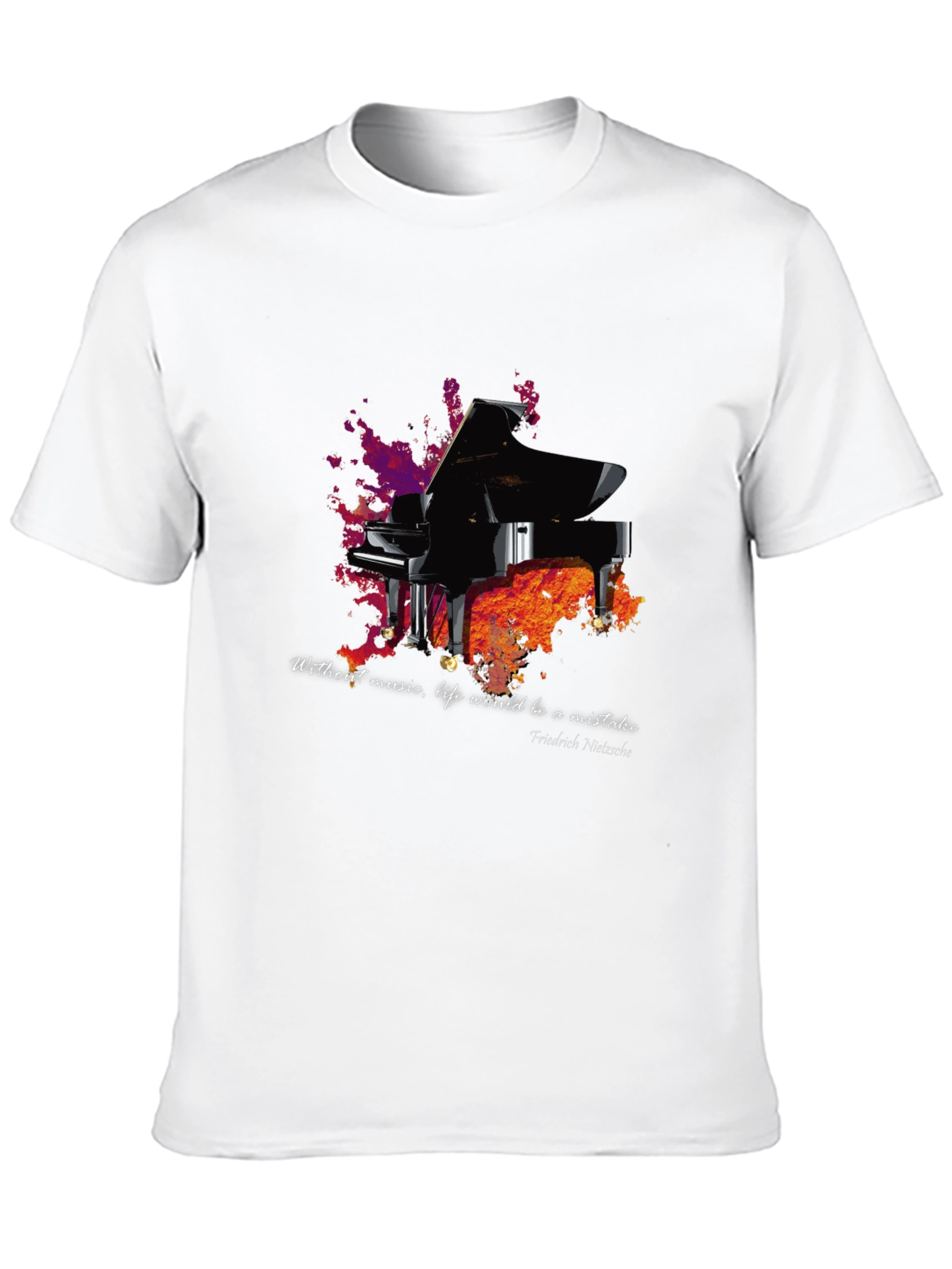 Piano & Nietzsche Quote T-Shirt - Music Lover Tee