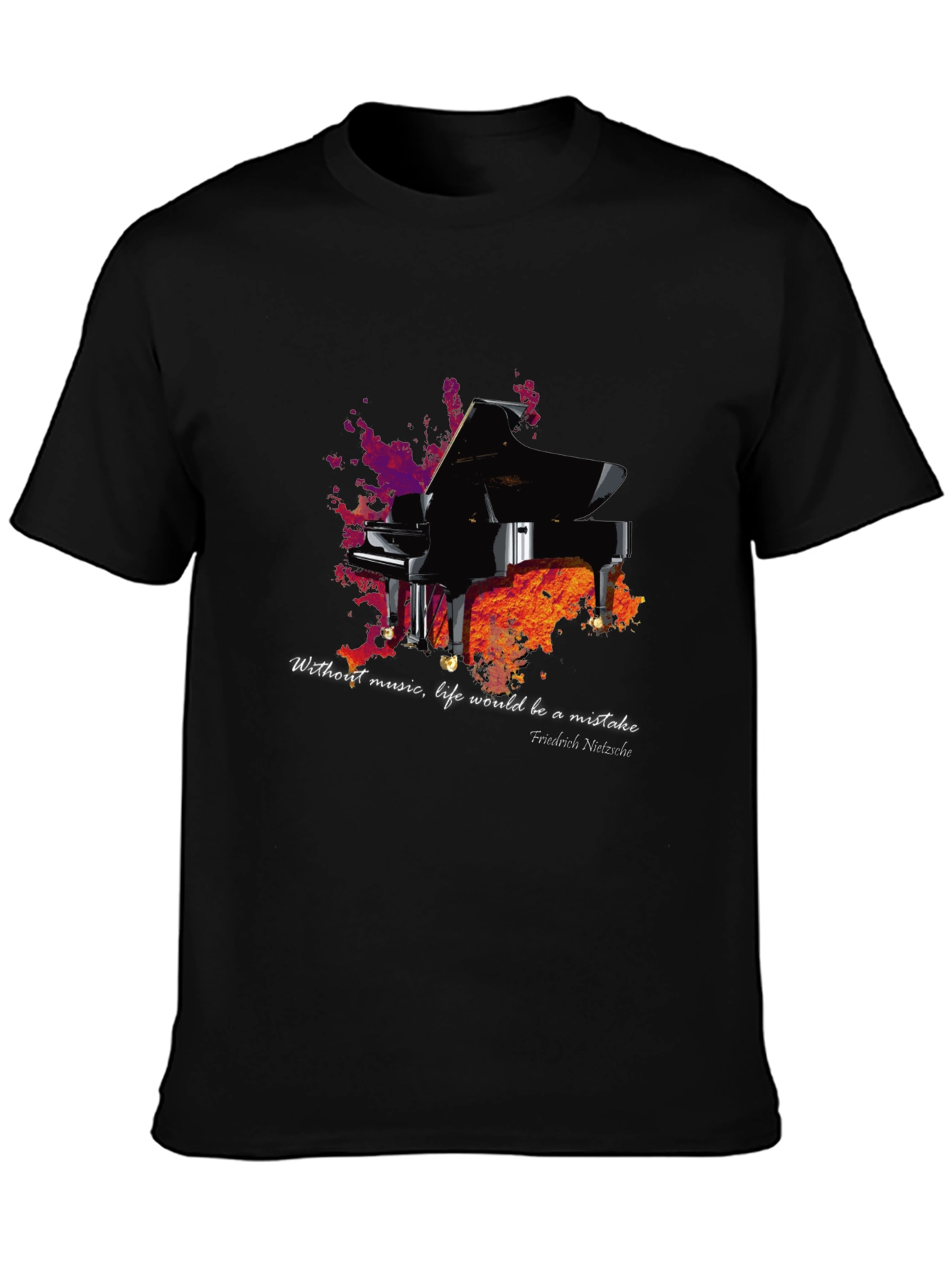 Piano & Nietzsche Quote T-Shirt - Music Lover Tee
