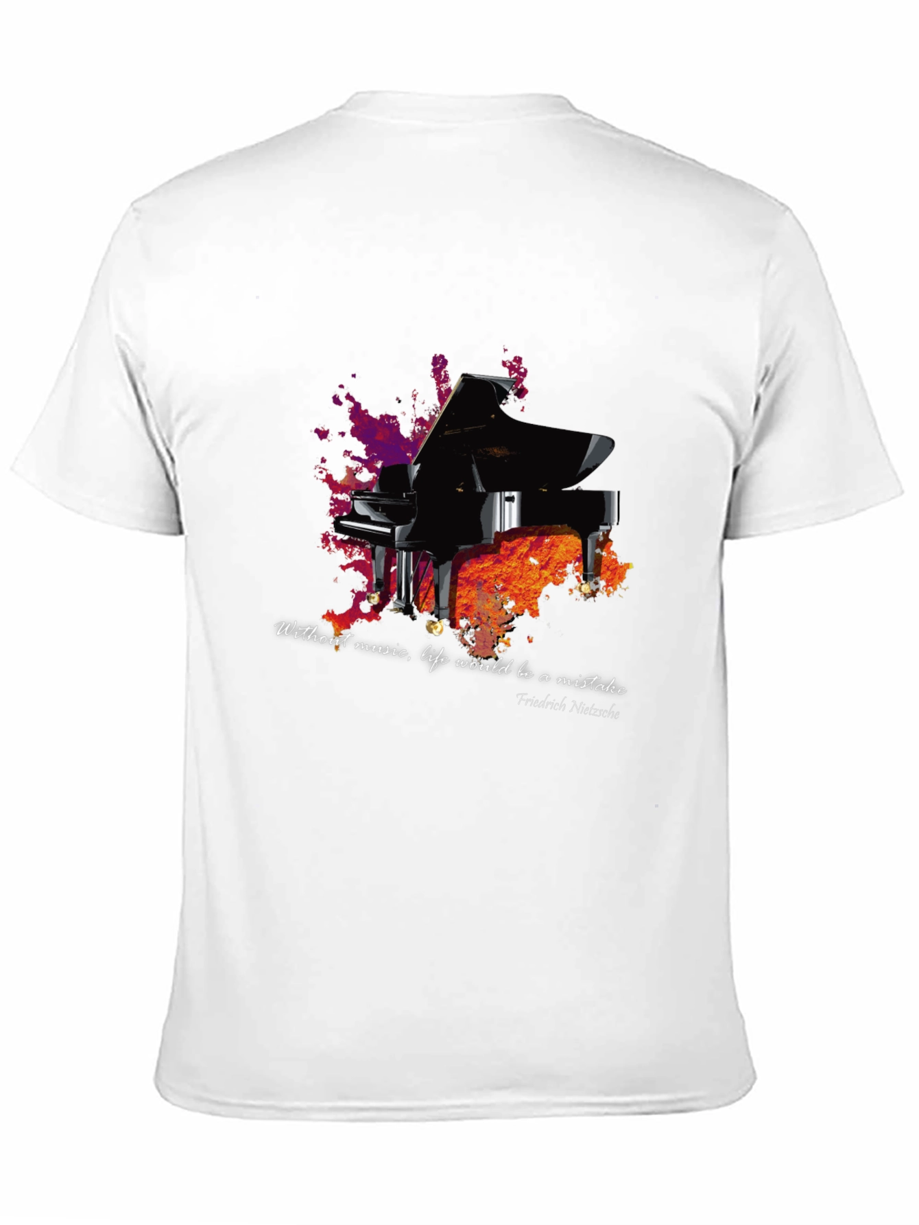 Piano & Nietzsche Quote T-Shirt - Music Lover Tee