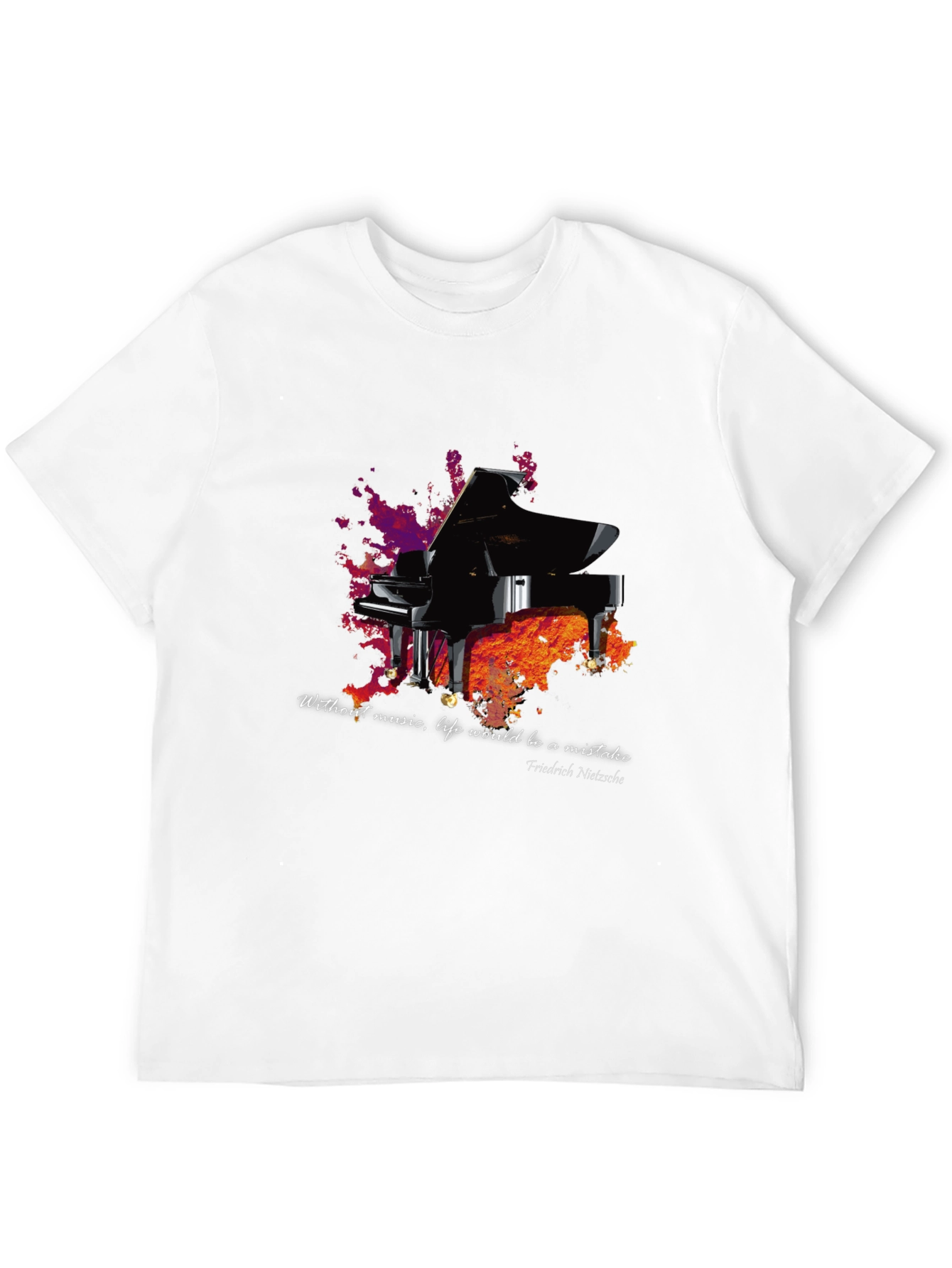 Piano & Nietzsche Quote T-Shirt - Music Lover Tee