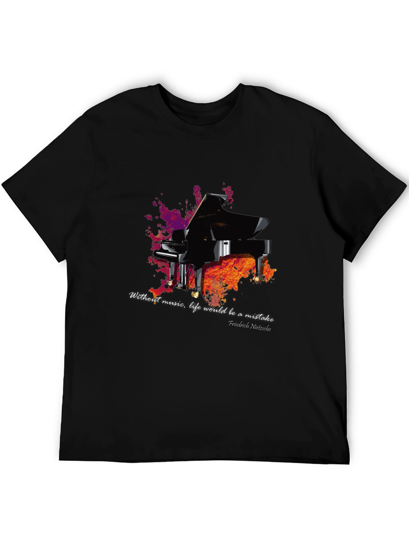 Piano & Nietzsche Quote T-Shirt - Music Lover Tee