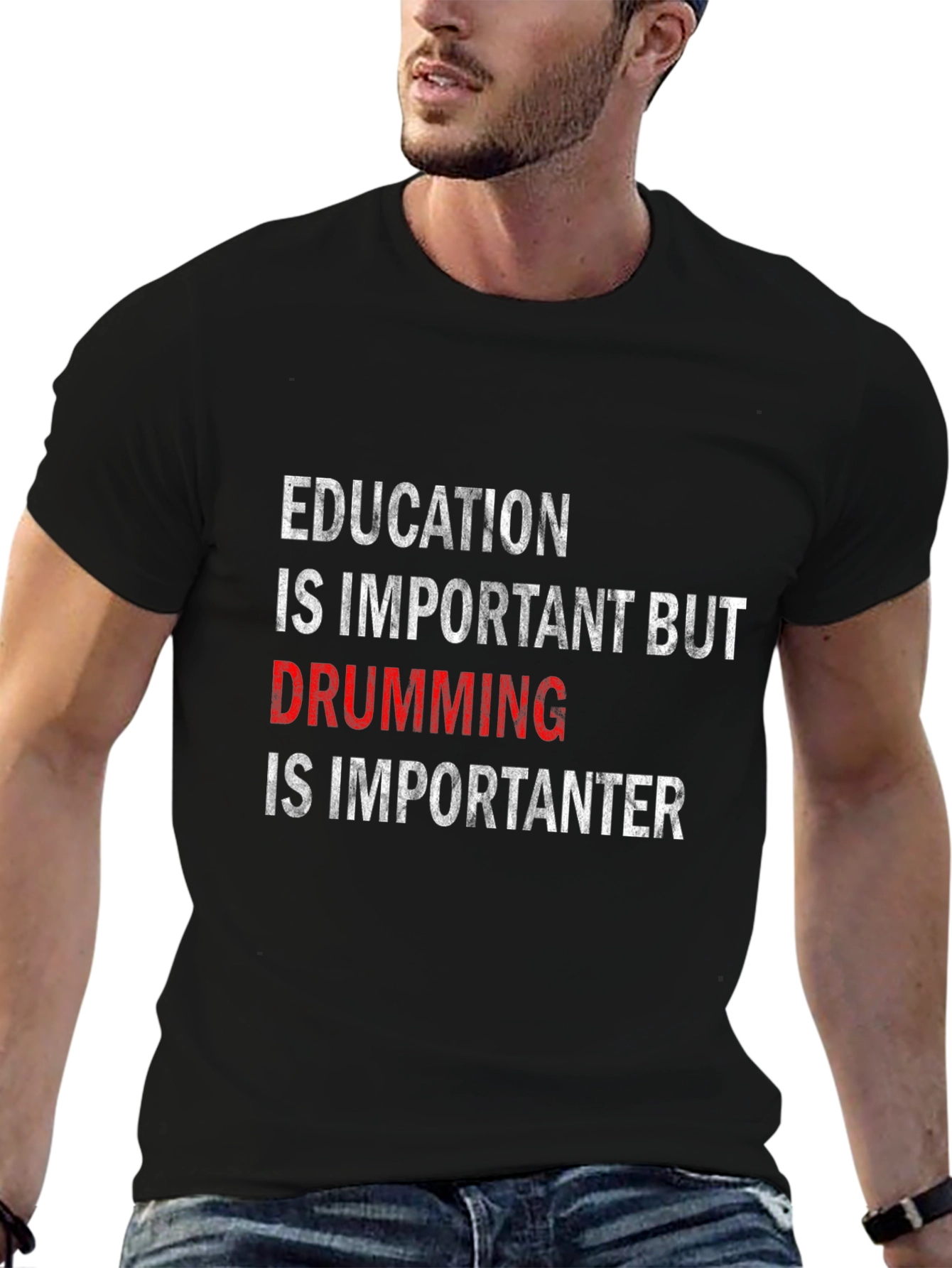 Drumming is Importanter T-Shirt - Black Cotton Tee