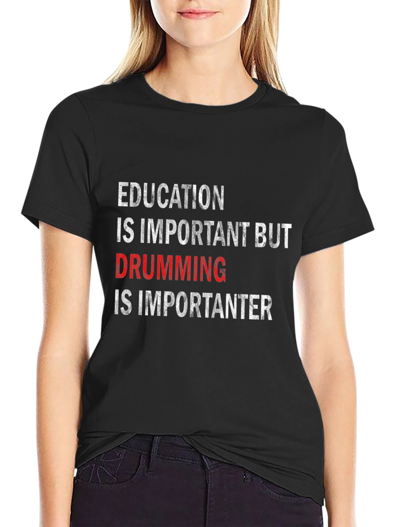 Drumming is Importanter T-Shirt - Black Cotton Tee