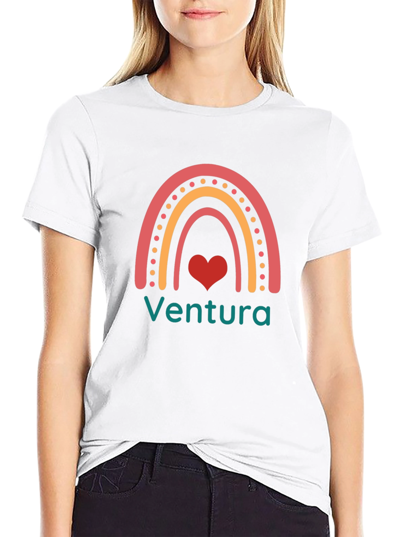 Ventura Rainbow Heart Graphic T-Shirt