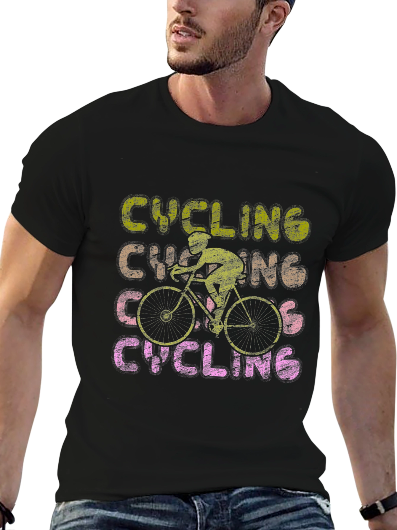 Cycling Graphic Tee - Retro Style