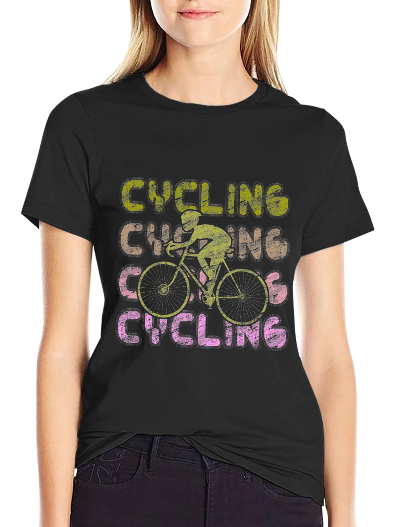 Cycling Graphic Tee - Retro Style