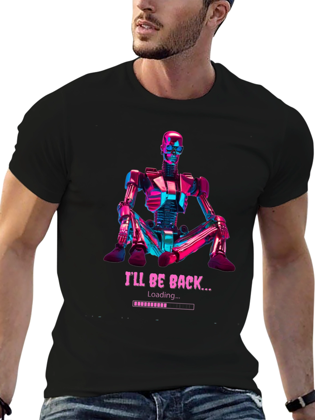 Ill Be Back Loading Robot Graphic T-Shirt