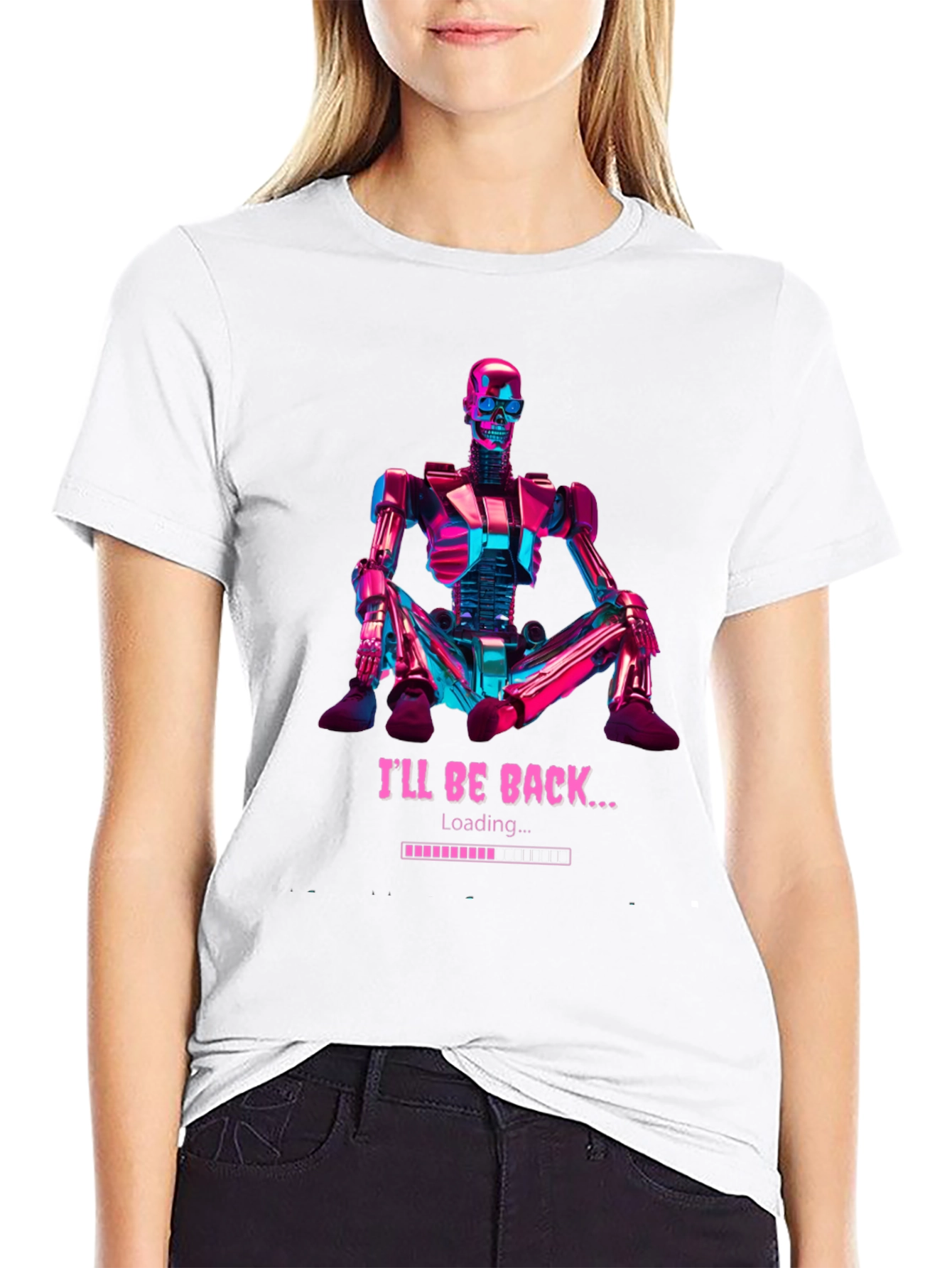 Ill Be Back Loading Robot Graphic T-Shirt