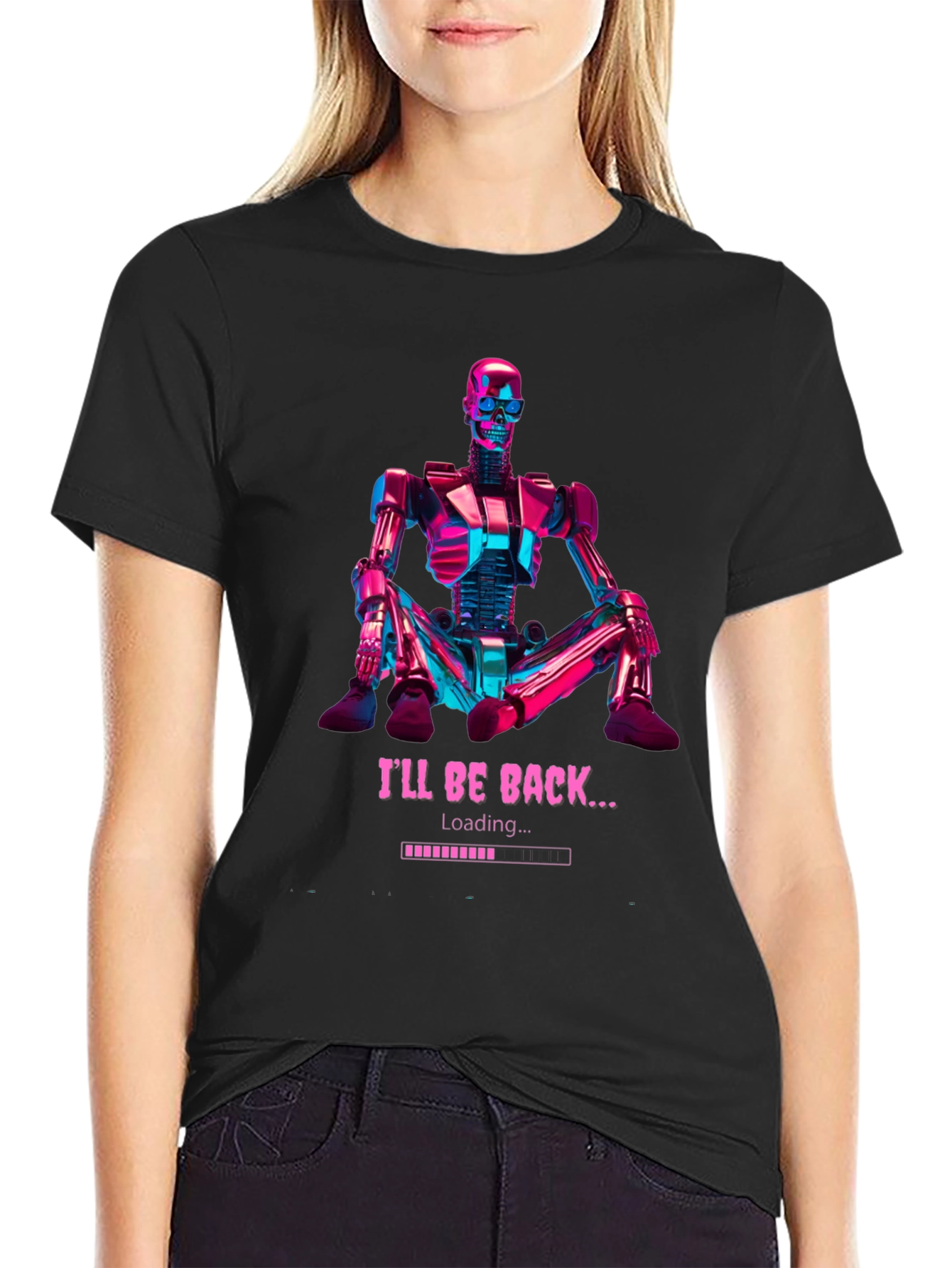 Ill Be Back Loading Robot Graphic T-Shirt