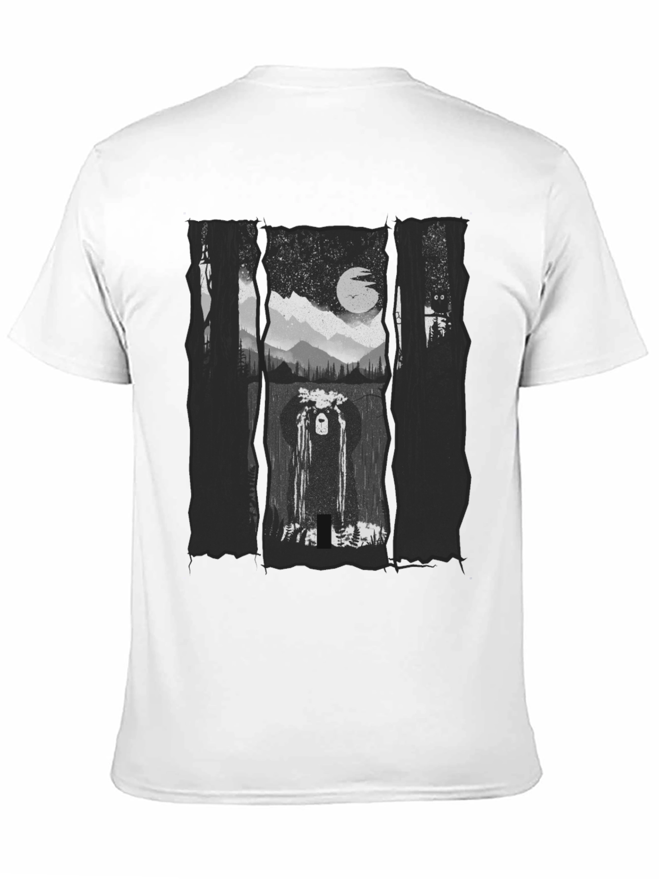 Mystic Forest Bear Graphic Tee - Black