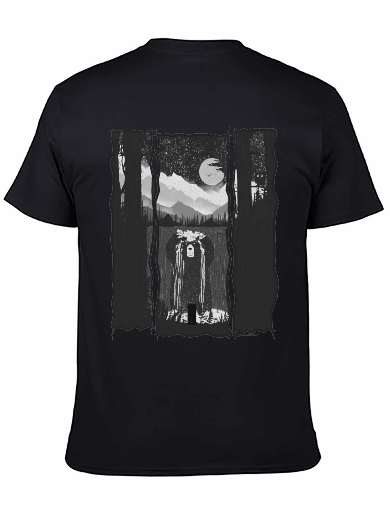 Mystic Forest Bear Graphic Tee - Black