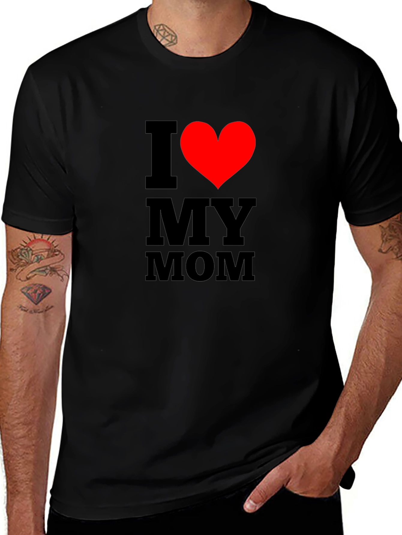 I Love My Mom T-Shirt - Classic Black Tee