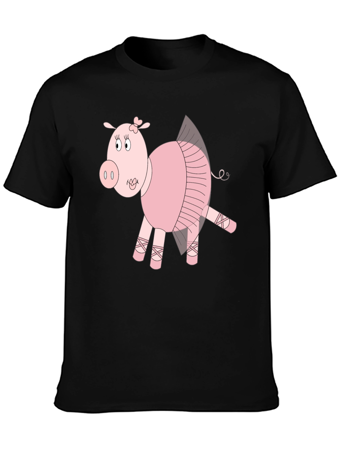 Ballerina Pig Black T-Shirt