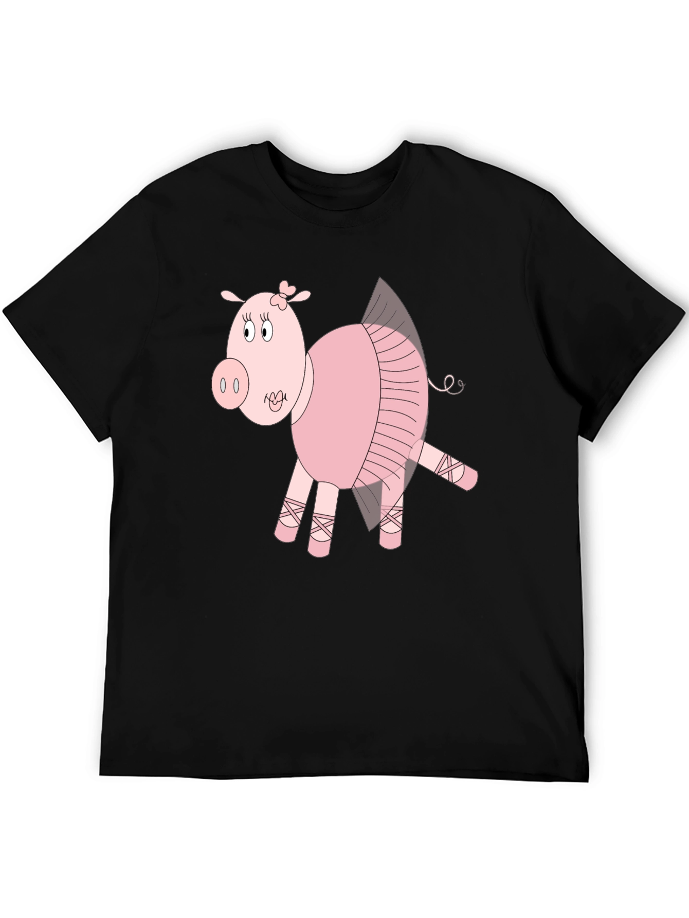 Ballerina Pig Black T-Shirt