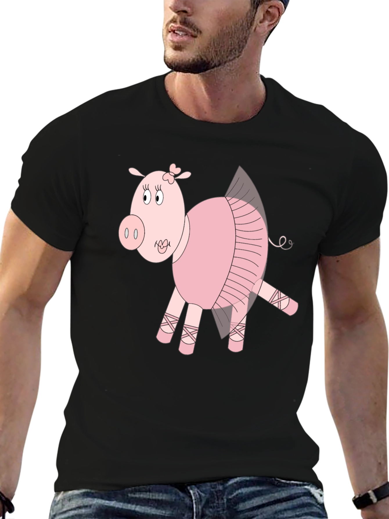 Ballerina Pig Black T-Shirt