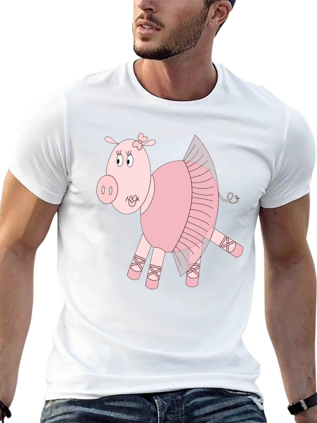 Ballerina Pig Black T-Shirt