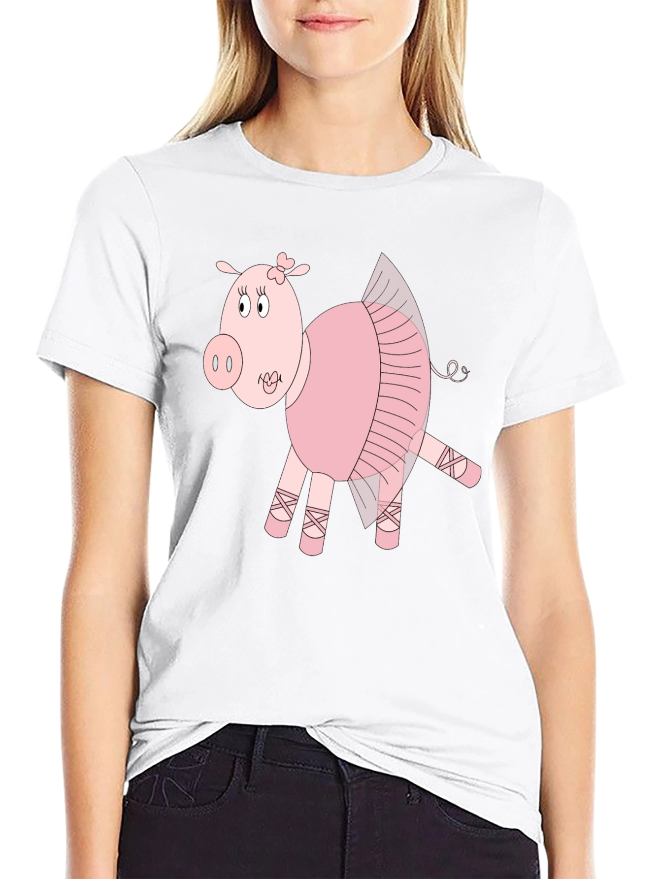 Ballerina Pig Black T-Shirt