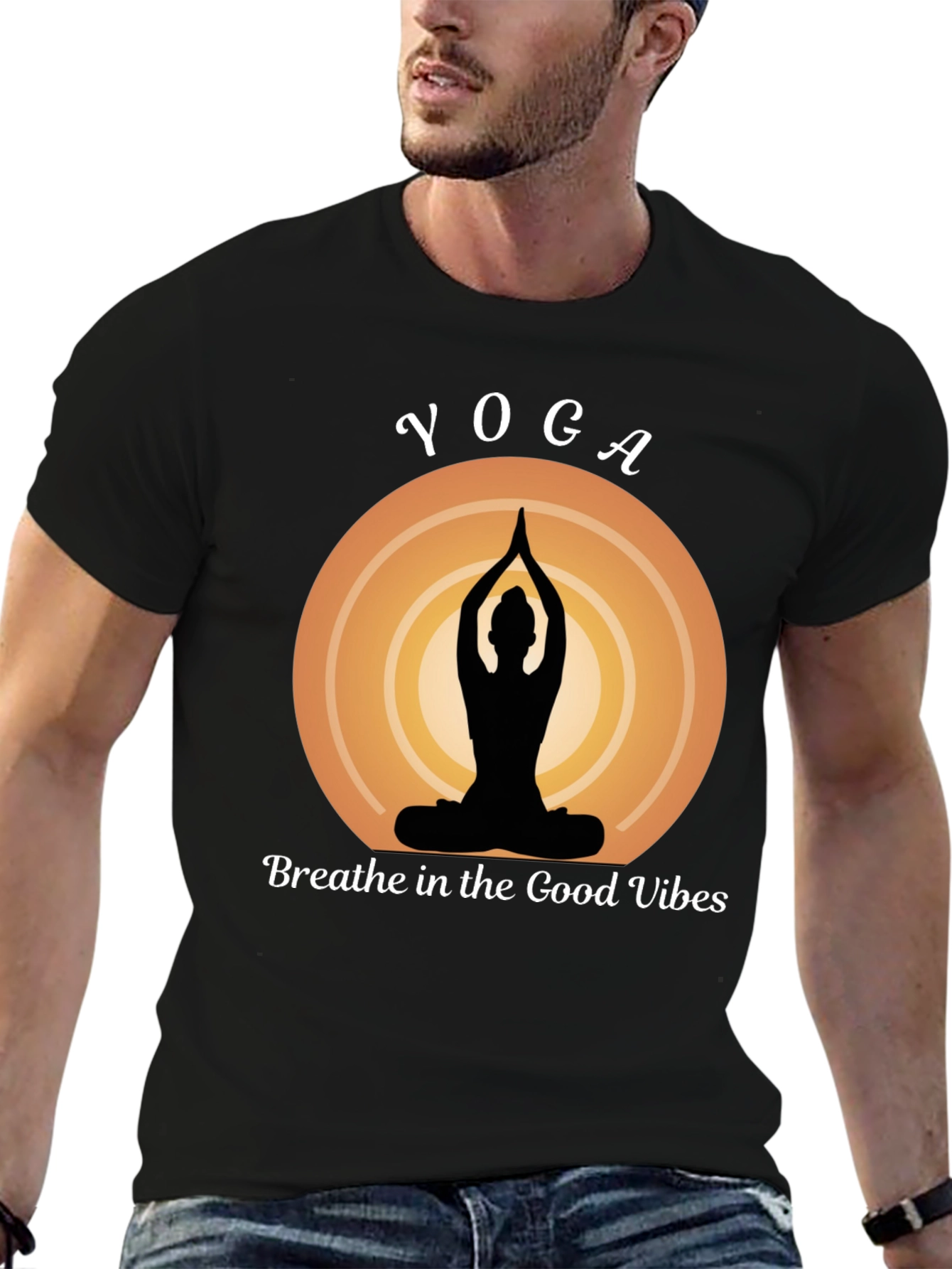 Yoga Vibes Graphic Tee - Breathe Good Vibes
