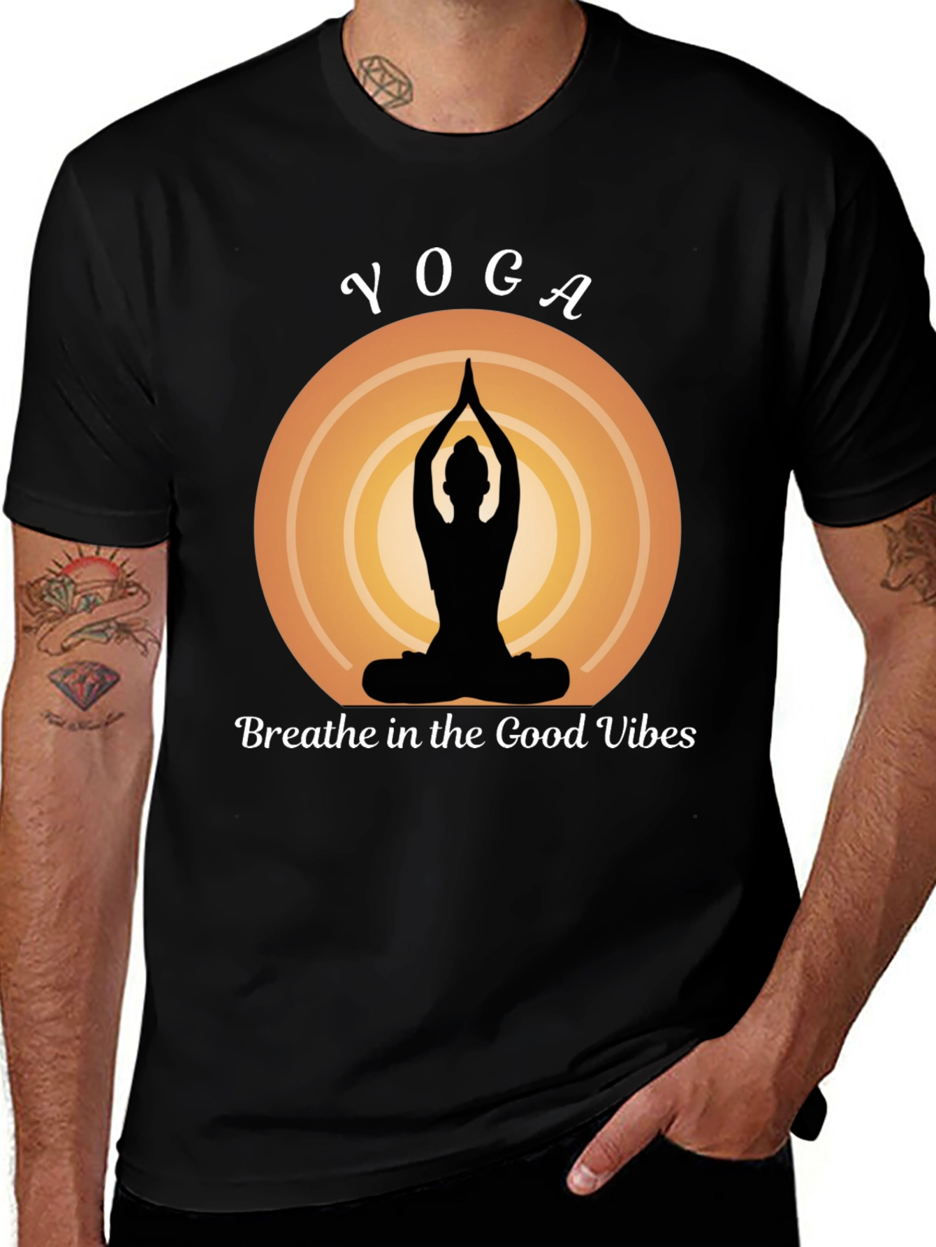 Yoga Vibes Graphic Tee - Breathe Good Vibes
