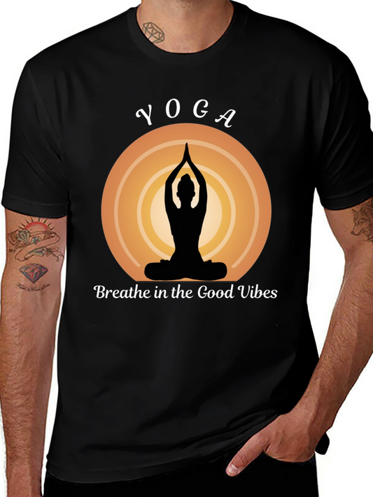 Yoga Vibes Graphic Tee - Breathe Good Vibes