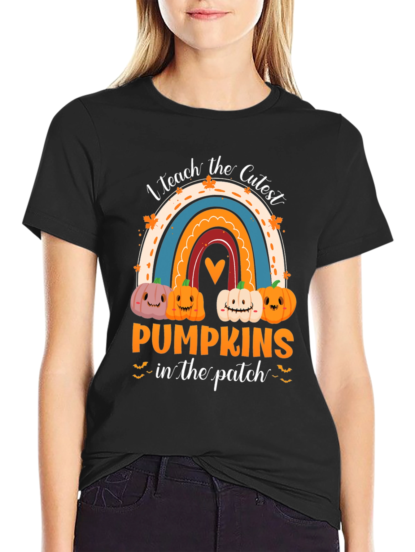 Cute Pumpkins Rainbow Teacher T-Shirt