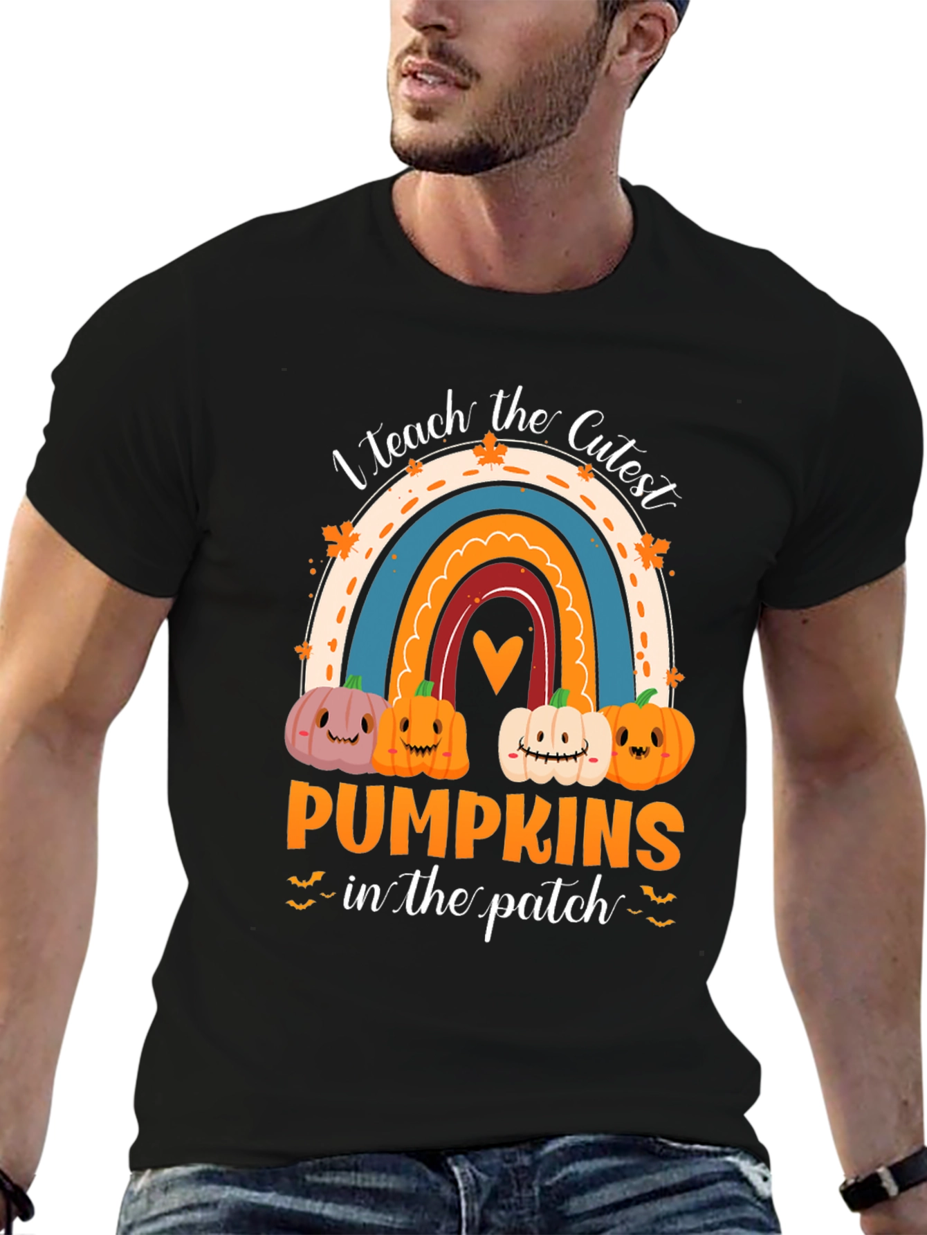 Cute Pumpkins Rainbow Teacher T-Shirt