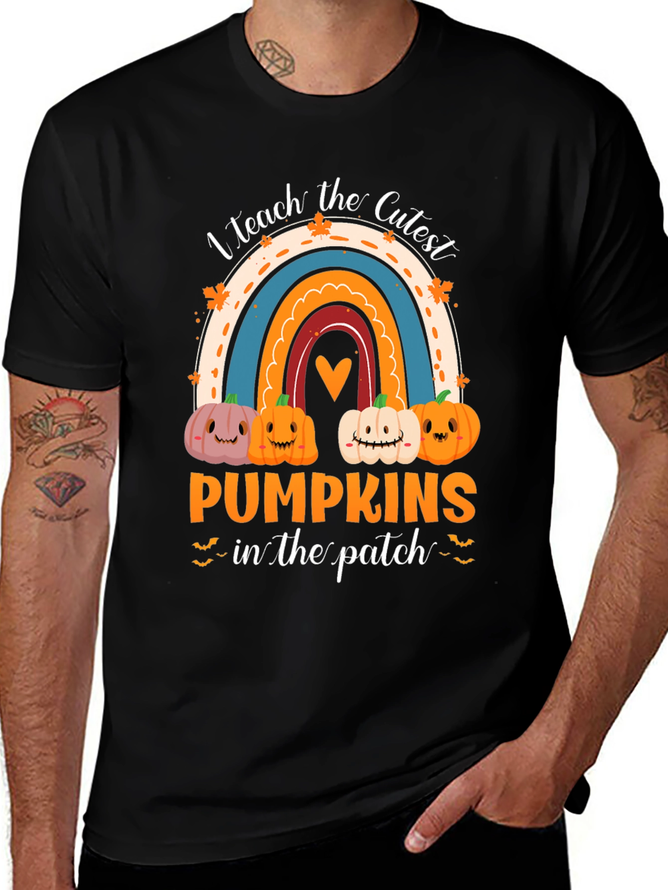 Cute Pumpkins Rainbow Teacher T-Shirt