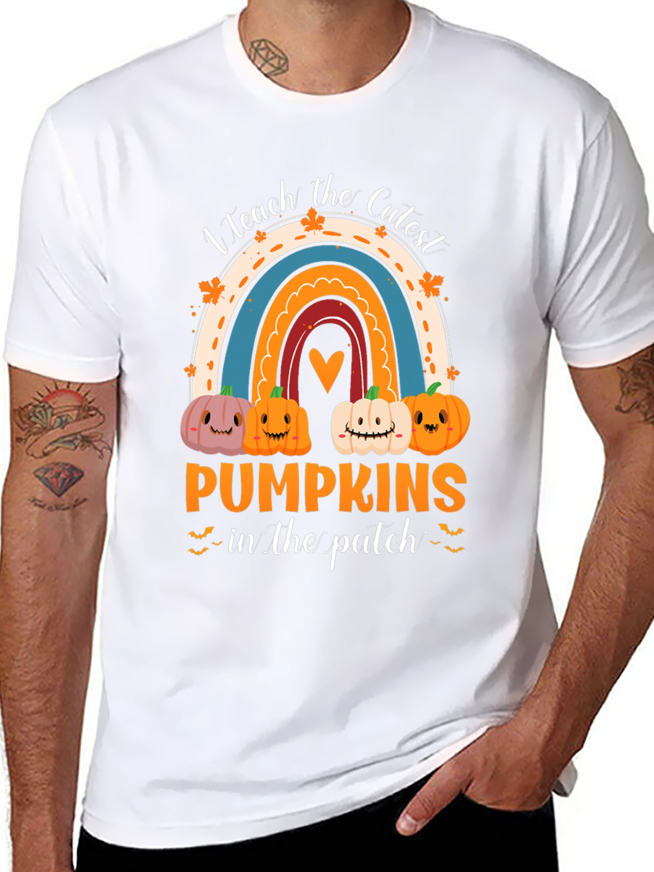 Cute Pumpkins Rainbow Teacher T-Shirt
