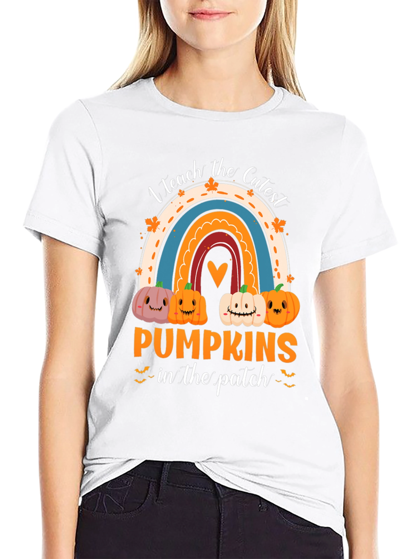 Cute Pumpkins Rainbow Teacher T-Shirt