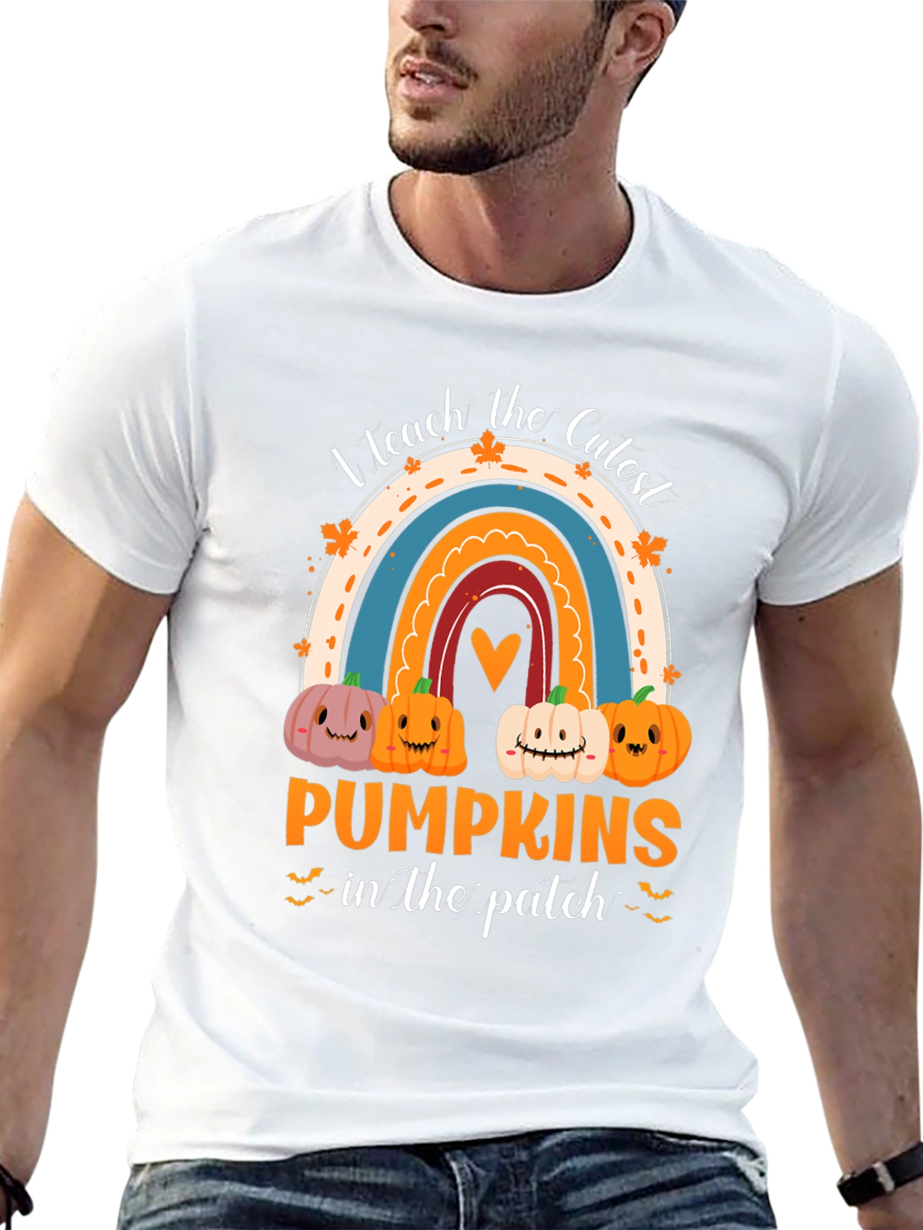 Cute Pumpkins Rainbow Teacher T-Shirt