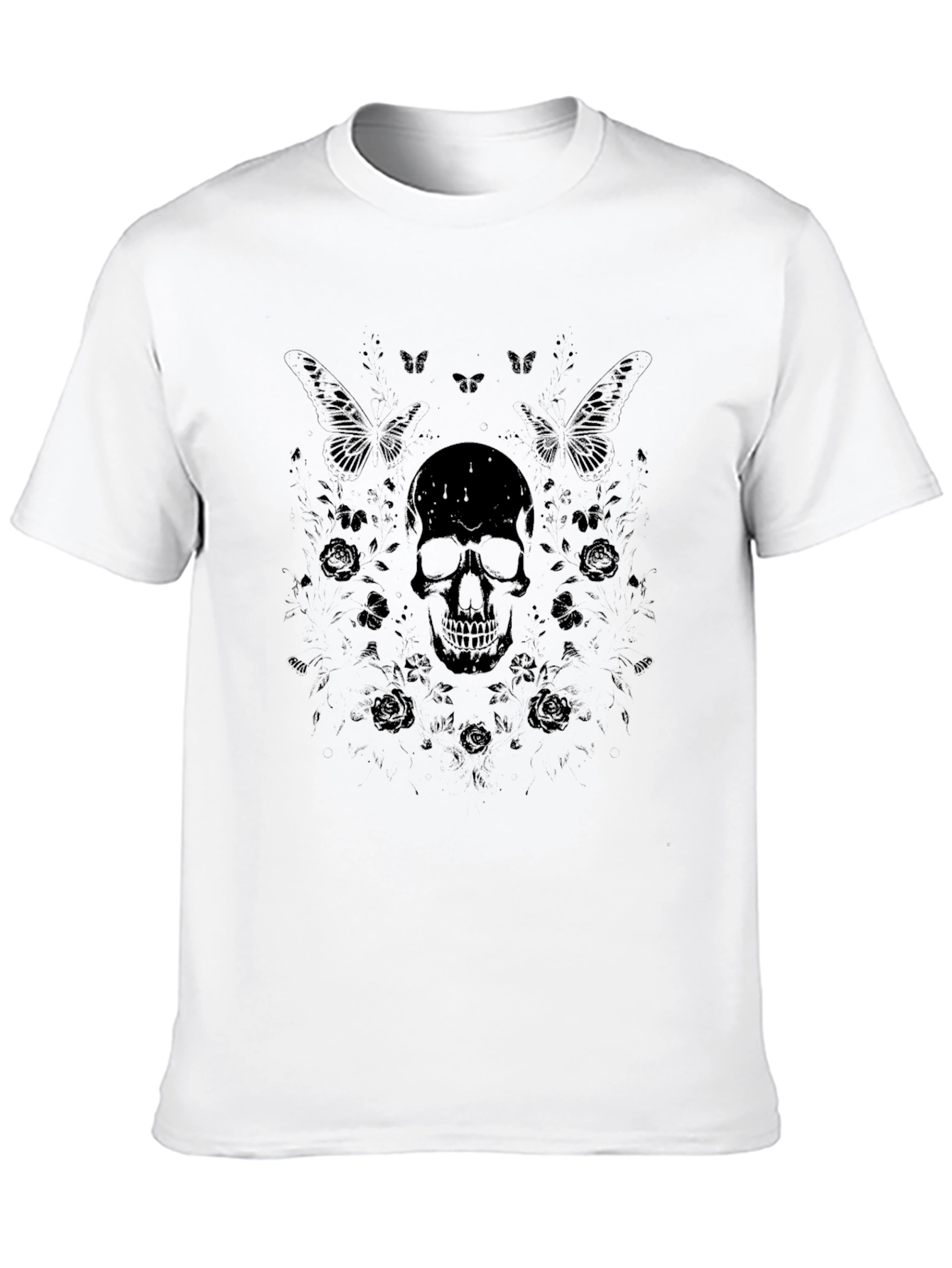Skull & Butterfly Black T-Shirt - Stylish Graphic Tee