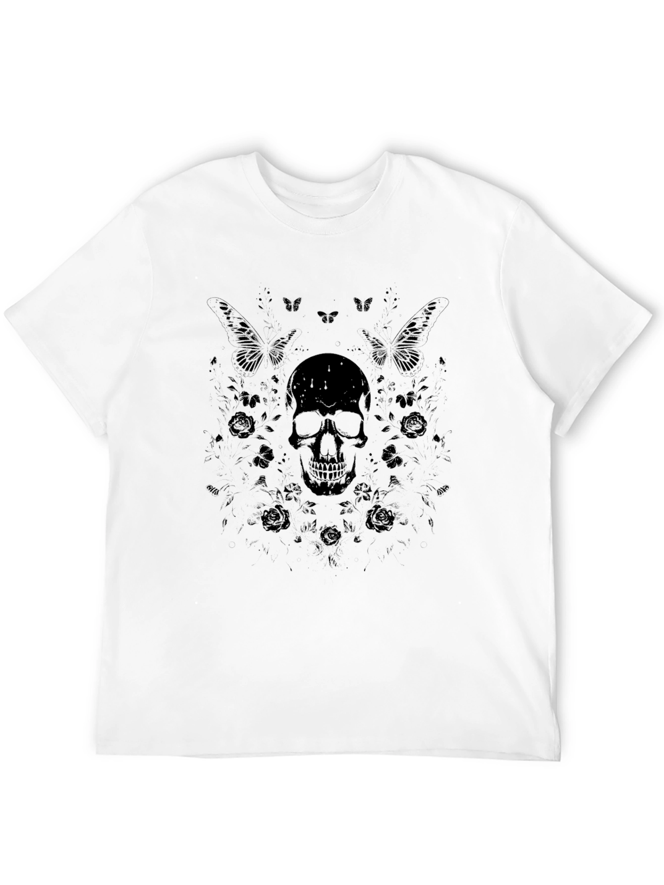 Skull & Butterfly Black T-Shirt - Stylish Graphic Tee