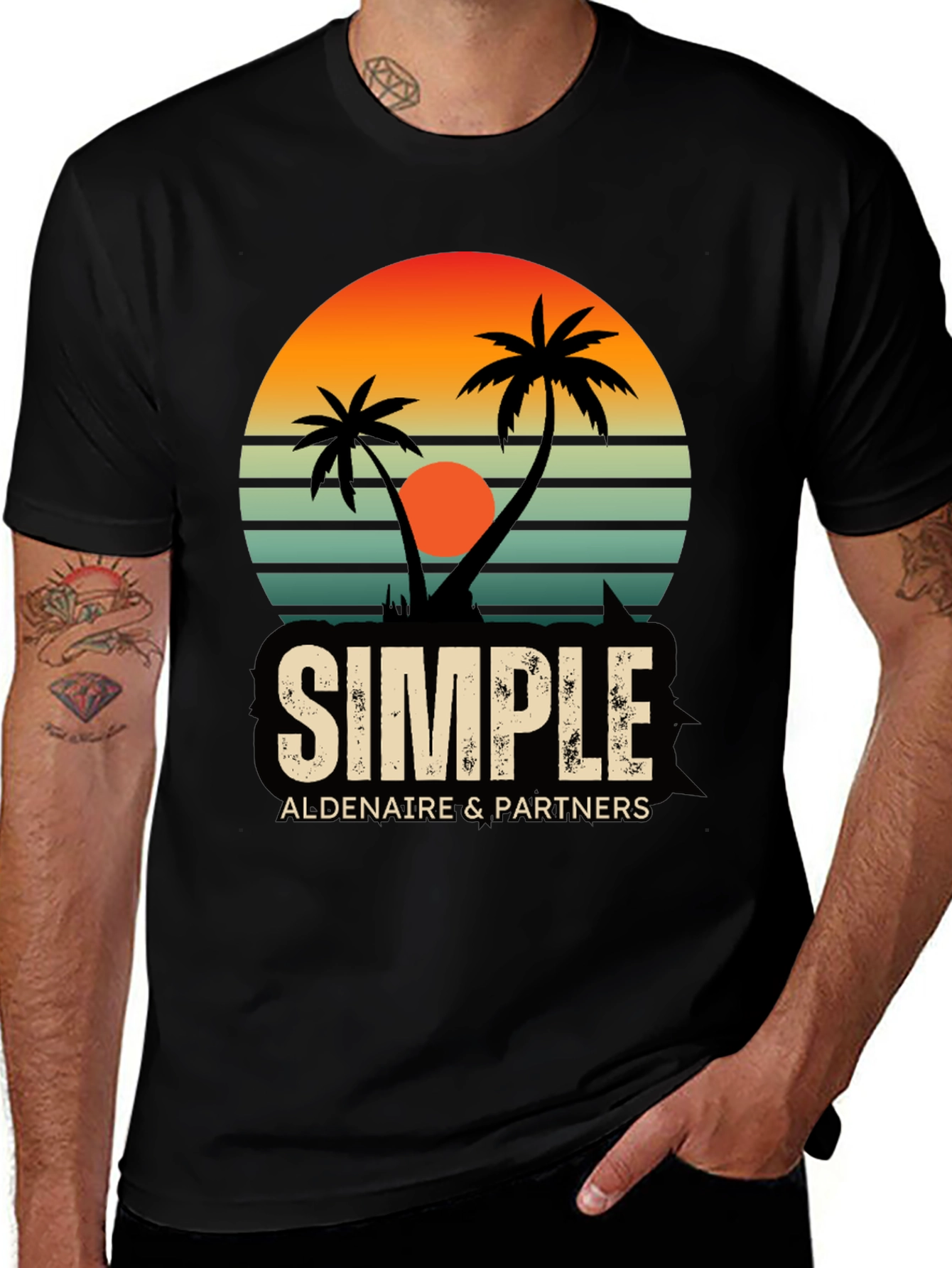 Retro Sunset Palm Tree T-Shirt
