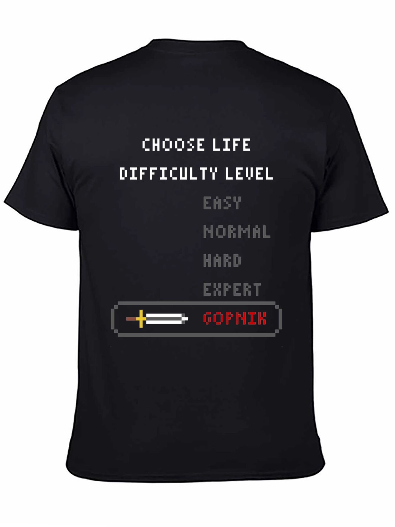 Choose Life Difficulty Level Pixel Art Graphic T-Shirt