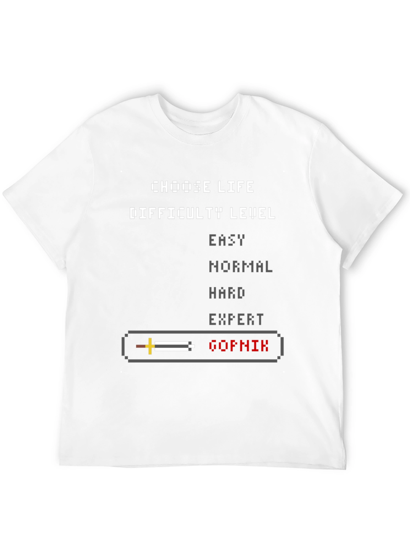 Choose Life Difficulty Level Pixel Art Graphic T-Shirt