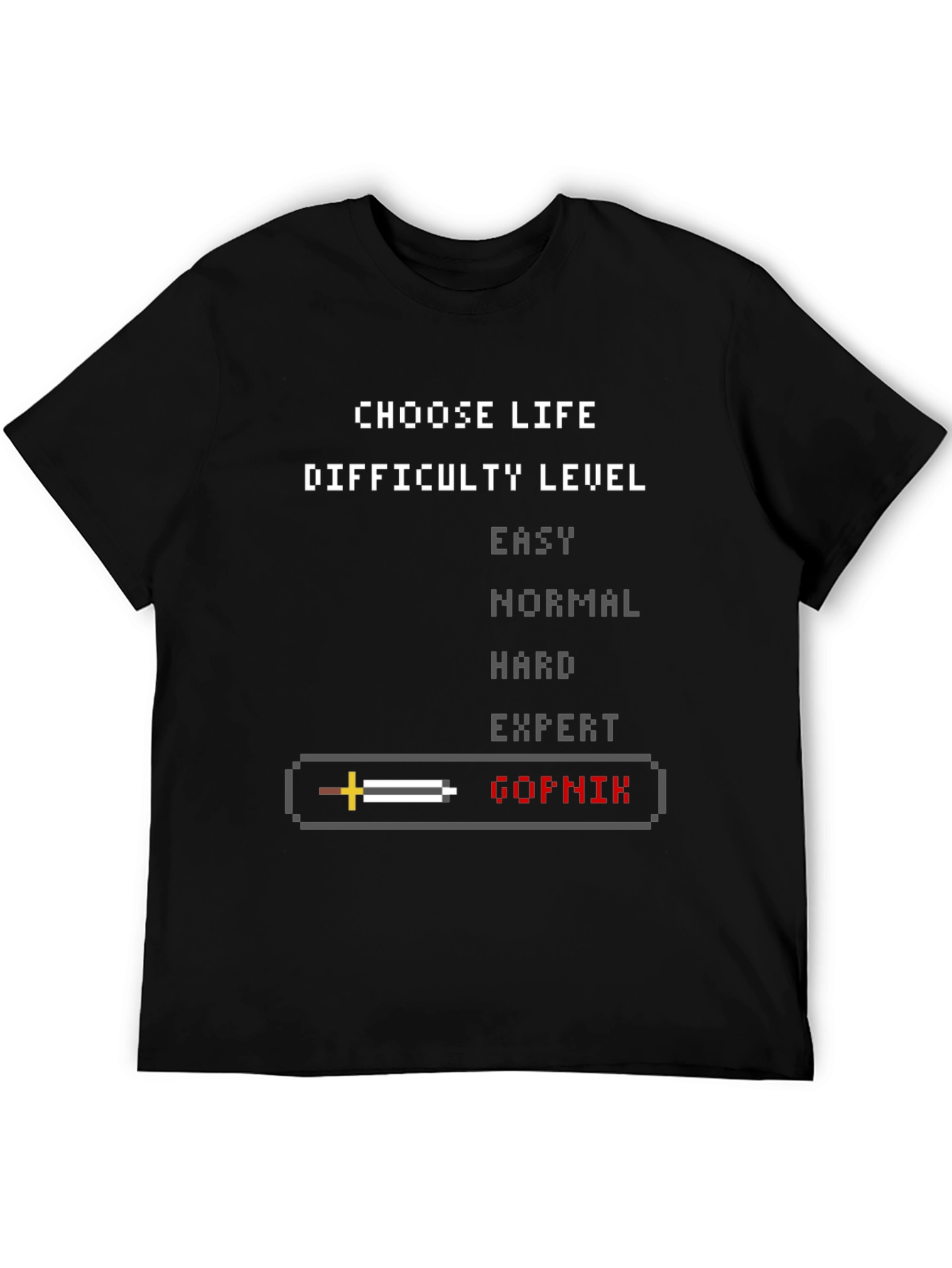 Choose Life Difficulty Level Pixel Art Graphic T-Shirt
