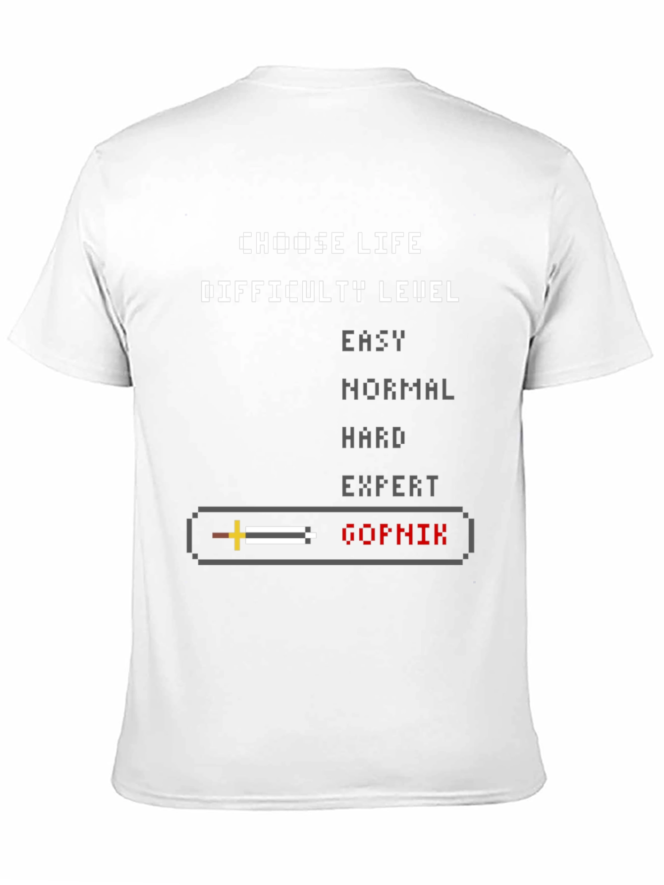 Choose Life Difficulty Level Pixel Art Graphic T-Shirt