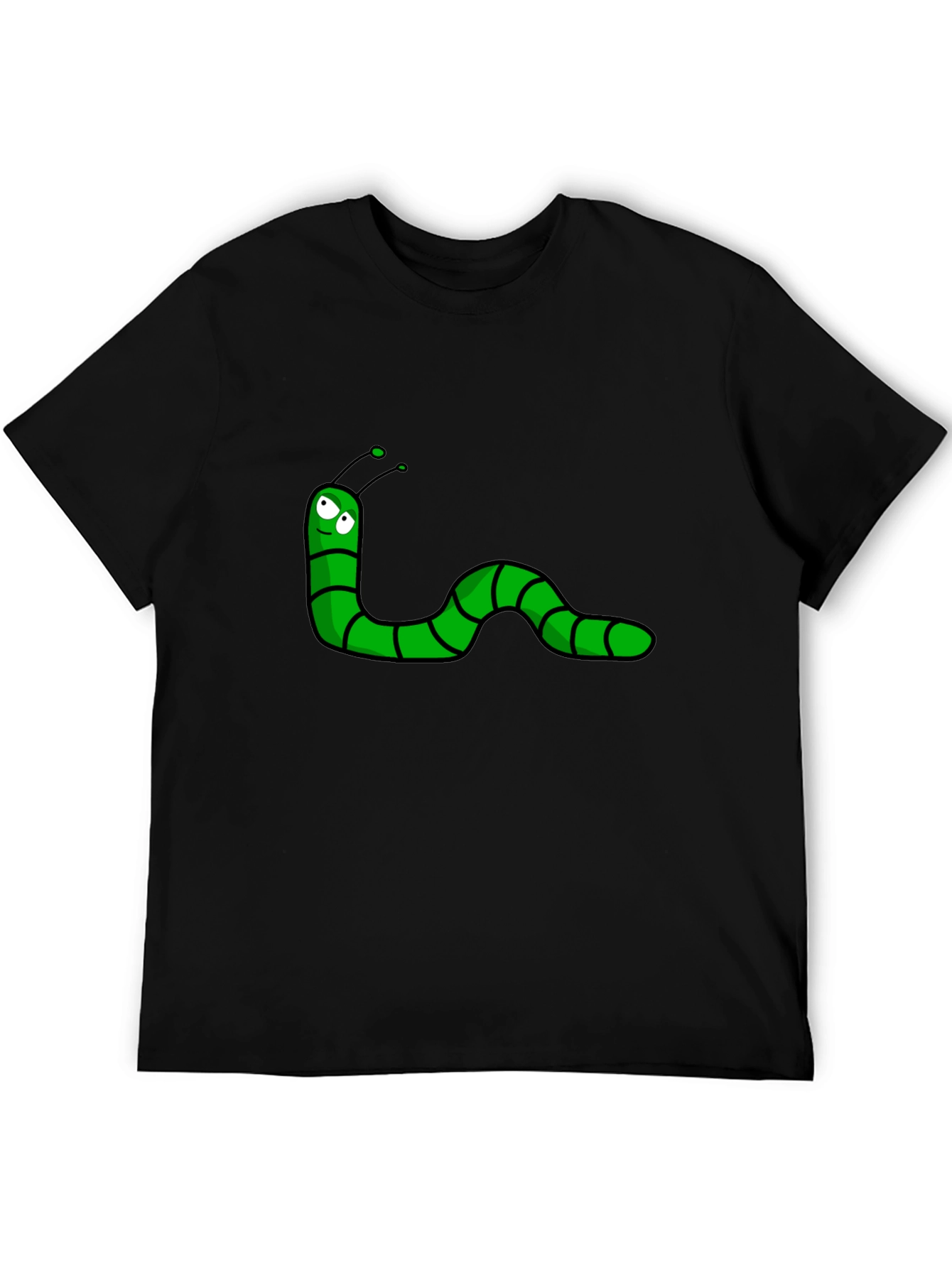 Cartoon Worm Black T-Shirt