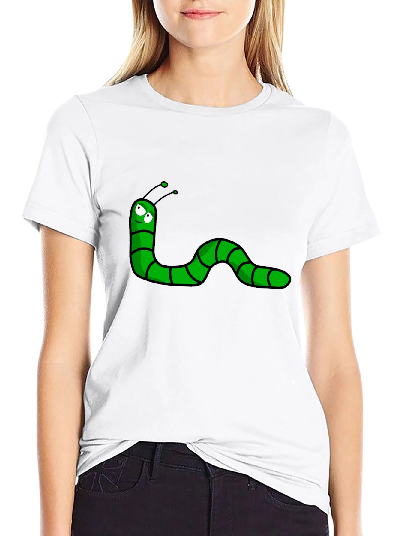 Cartoon Worm Black T-Shirt