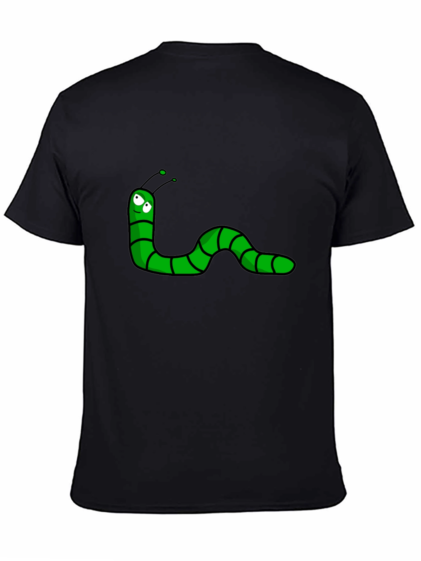 Cartoon Worm Black T-Shirt