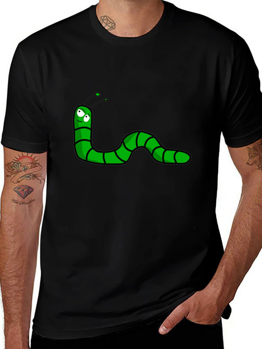 Cartoon Worm Black T-Shirt