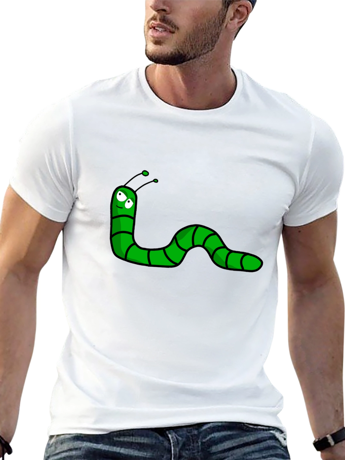 Cartoon Worm Black T-Shirt