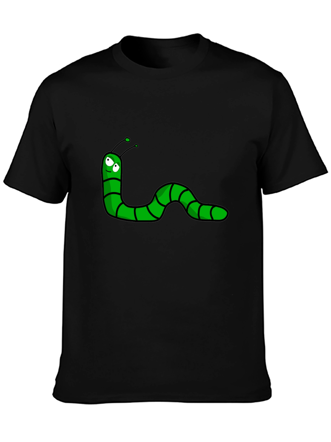 Cartoon Worm Black T-Shirt