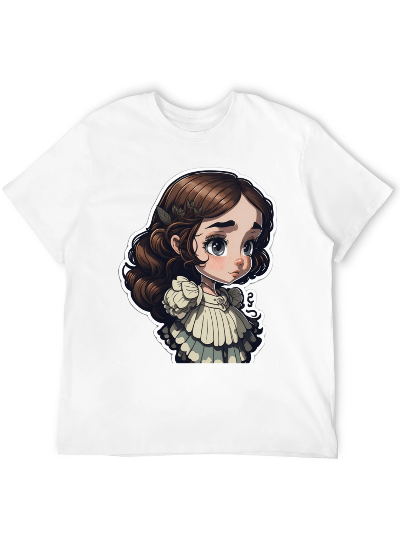 Cute Cartoon Girl Black T-Shirt