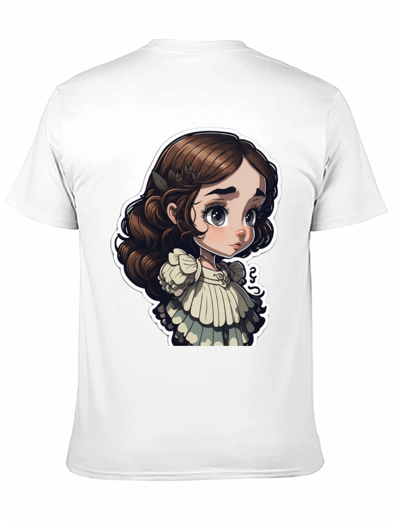 Cute Cartoon Girl Black T-Shirt